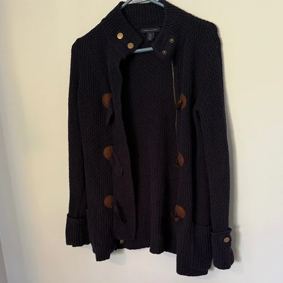 Tommy Hilfiger Dark Blue Knit Cardigan with Brown Accents - Picture 3 of 5
